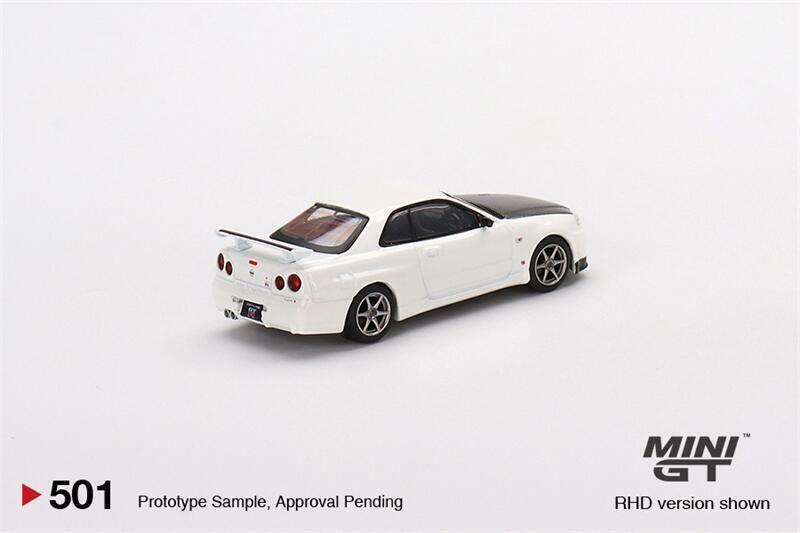 Miniatura Mini GT Nissan Skyline GT-R R34 V-Spec Branco 1/64